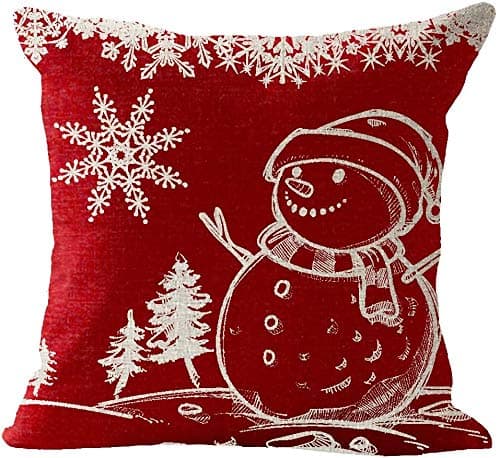 God Jul Kuddfodral Set med 4 Bomull Linne Örngott Vinter Jul Älg Slott Snögubbe Mönster Dekoration för Soffa Sovrum Hem 45x45 cm