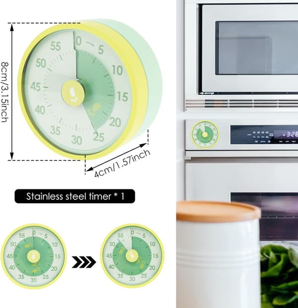 Visual Timer 60 Minutes, Mechanical Visual Timer with Magnetic Back & Stand, No Battery Required, for Classroom and Children