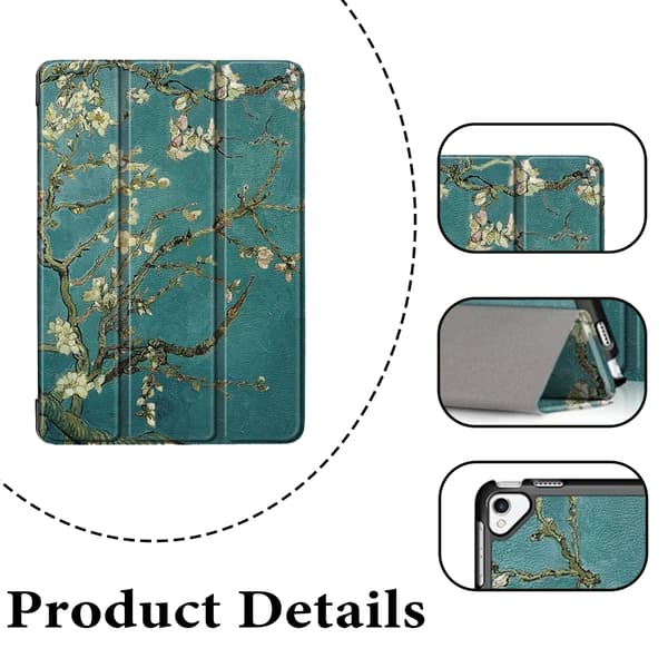 iPad 10.2 2019/2020/2021 Fodral Tri-Fold Persikoblomma