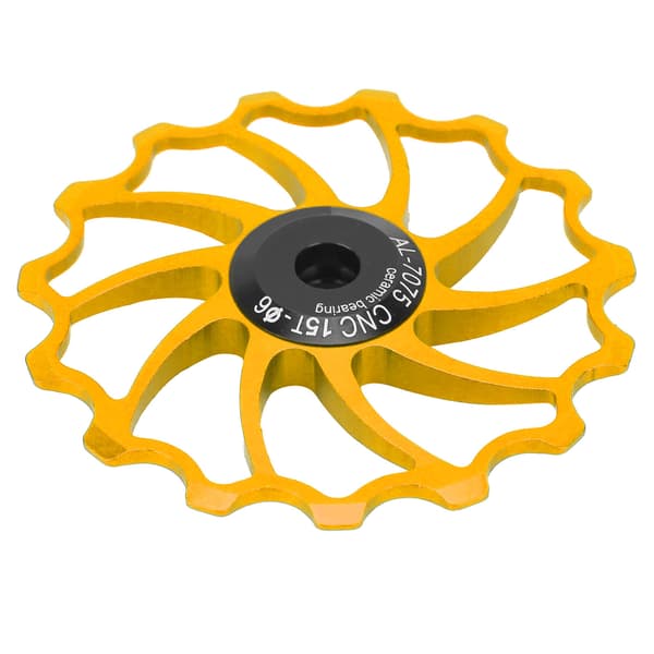MEIJUN 15T Ceramic Bearing Rear Derailleur Guide Wheel for Folding Mountain Bikes Gold