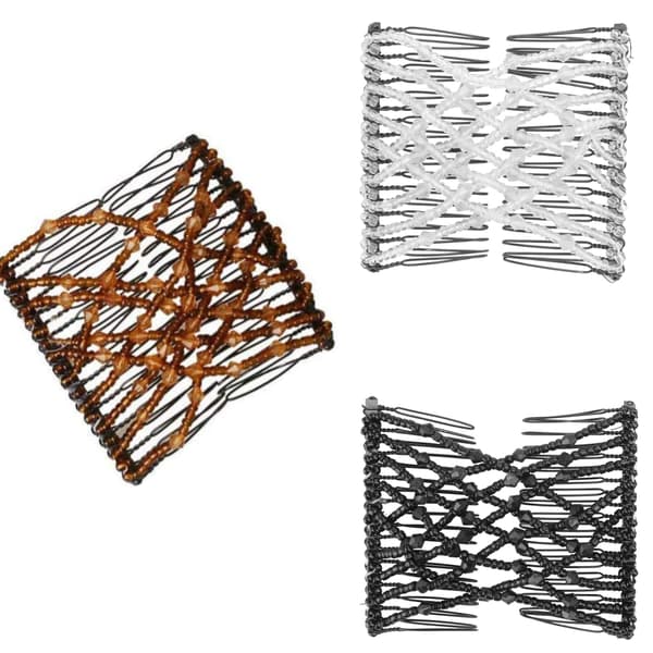 3 elegante doble klips hårkam krystallperler hårkammer DIY elastiske hårtilbehør kammer for kvinner og jenter