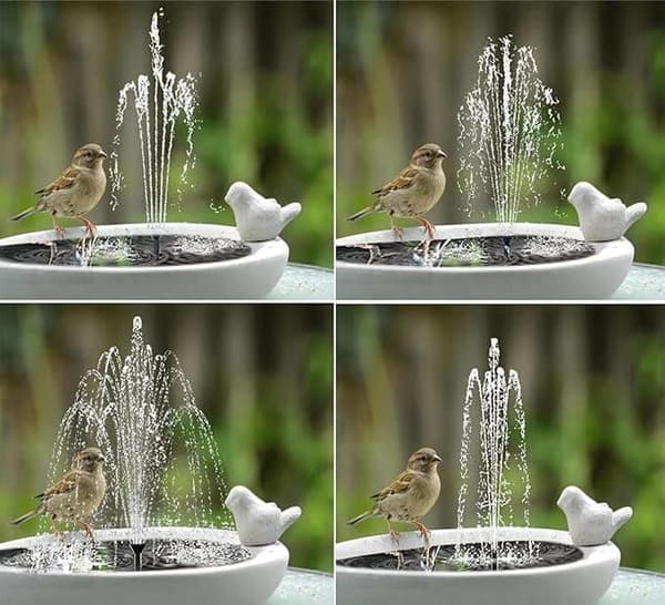 Bird bath fountain with 3-tier waterfall and DIY functionality, 4 nozzles, various dimensions available