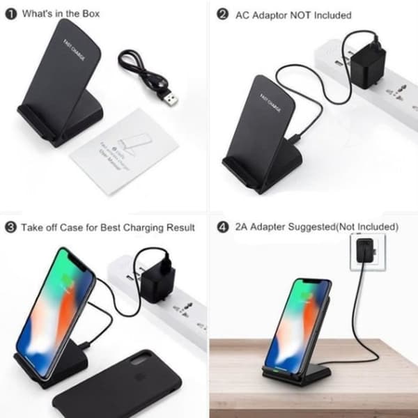 Trådløs oplader, 10W hurtigoplader til Samsung Galaxy S10/S9/S6/Note 10, 7.5W til iPhone 11/11 Pro/11 Pro Max/XS Max[DB]