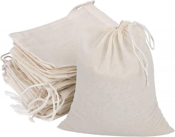 20 genanvendelige bomuldsmuslin-snøreposer (12*15cm), gavepose kaffe te bryggepose nøddemælkspose
