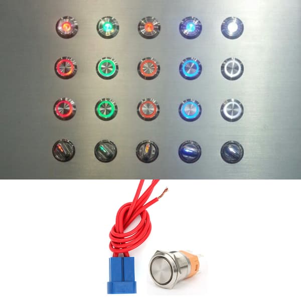 22mm AC250V 20A Push Button Switch Flat Head Metal Button Switch with 4 ...