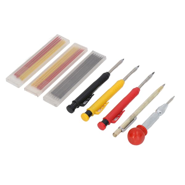 Carpenter Pencil Set Carbide Scriber Pen Refills Center Punch Sharpener Woodworking Tools