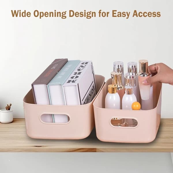 4-pack Grey Plastic Storage Bins, Small Storage Baskets, Home and Office Organizers, 24.4 x 16 x 11.9 cm