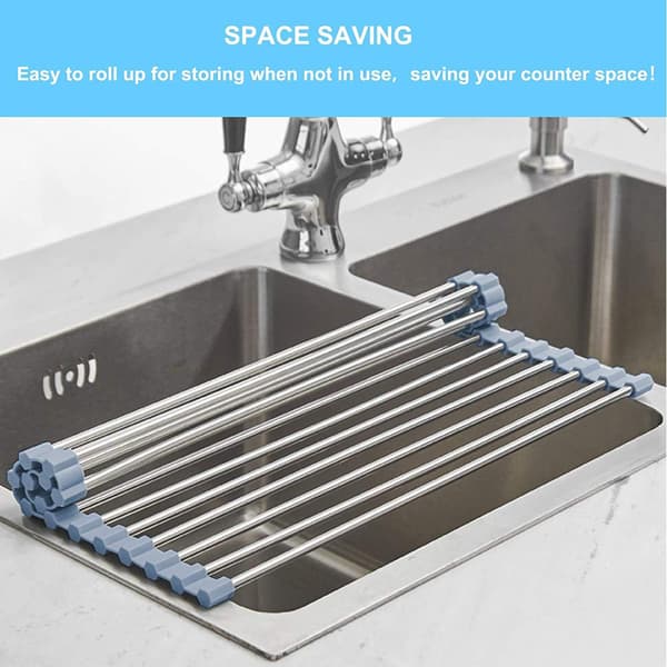 Foldable Dish Drying Rack Mat, Roll-Up Dish Rack for Sink, Heat-Resistant and Easy to Clean for Smooth Kitchen Use