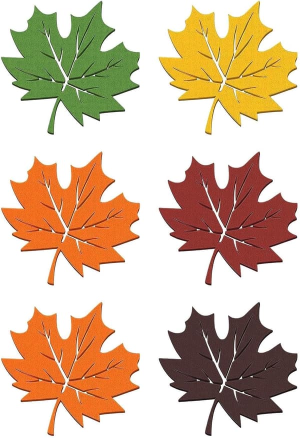 Felt Coasters, 6-Piece Absorbent Fabric Table Protector Cup Mat Durable Portable Style, for Home, Dorm, Office, Apartment, Kitchen, Dining Maple Leaf Model
