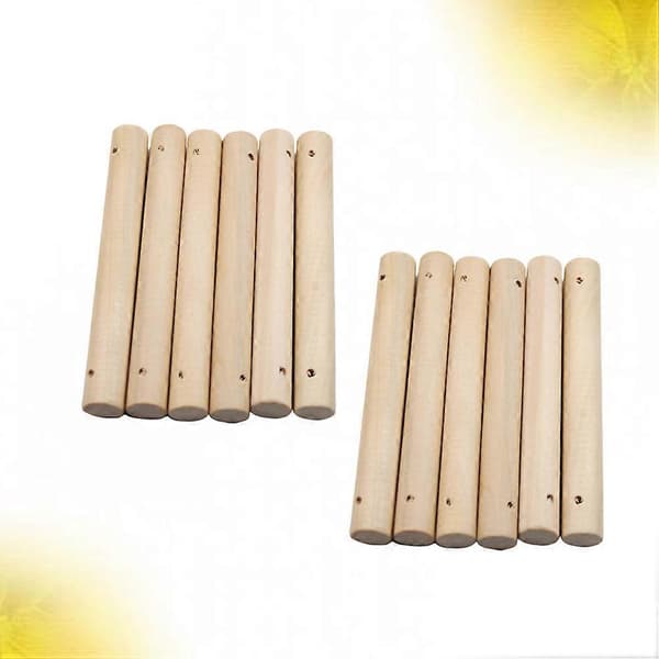 Solid Wood Dowels with 3mm Hole for DIY Pet Ladder, 25 Pcs Craft Sticks for Woodworking, Toy Building, and Model Projects