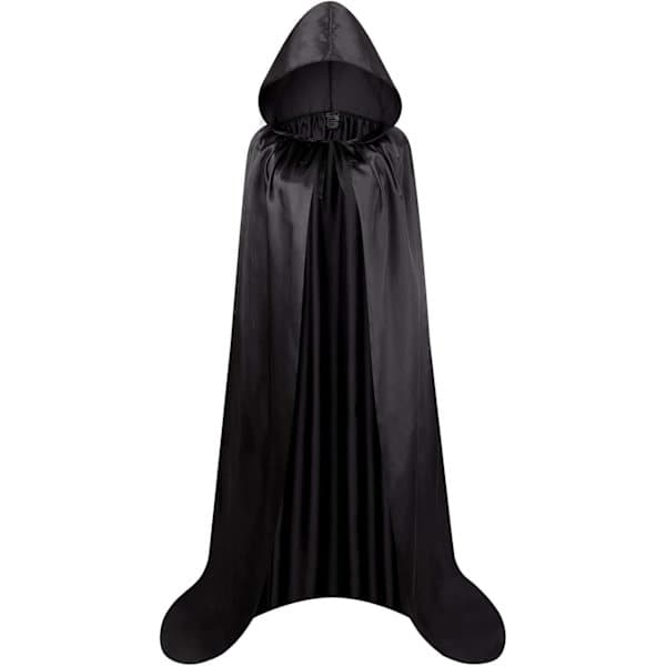 Unisex voksen hættekappe i fuld længde Halloween julekostume festkappe størrelse 110cm til 170cm sort 110CM/43