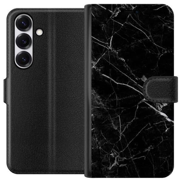 Kompatibelt Pungcover til Samsung Galaxy S25 sort marmor