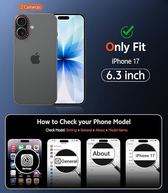 FNTCASE for iPhone 17 Clear Case, Magnetic with Screen Protector, Compatible with MagSafe, Anti-Yellowing Rugged Shockproof Cover, C-Black