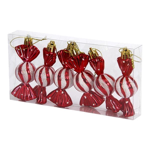 Christmas Tree Balls Price Reduction 6 pcs Christmas Candy Balls, Candy Jars Christmas Tree Glitter Hanging Decorations Plastic Gingerbread,