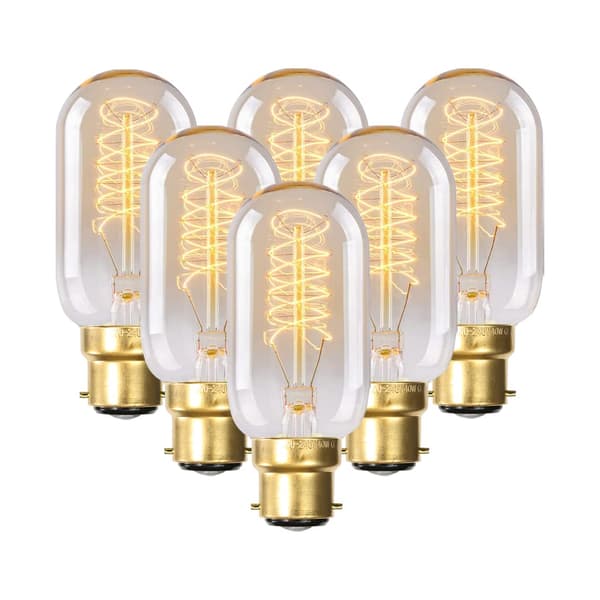 Dimmable Vintage Edison Bulb T45 40W 220V, 6-pack
