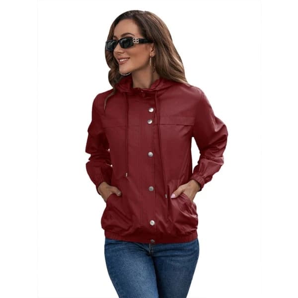 Women's Rain Jacket Waterproof Breathable Thin Raincoat Lightweight Jacket M