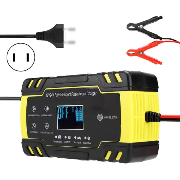 Battery Charger with Cooling Fan Automatic Identification LCD Digital Display 110-240V (US Plug)