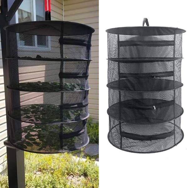 Lager Herb Drying Rack, 60cm Hanging Drying Net, 20cm Distance Between Layers, Foldable Drying Net for Hydroponics, Fish, Weeds - 1pc