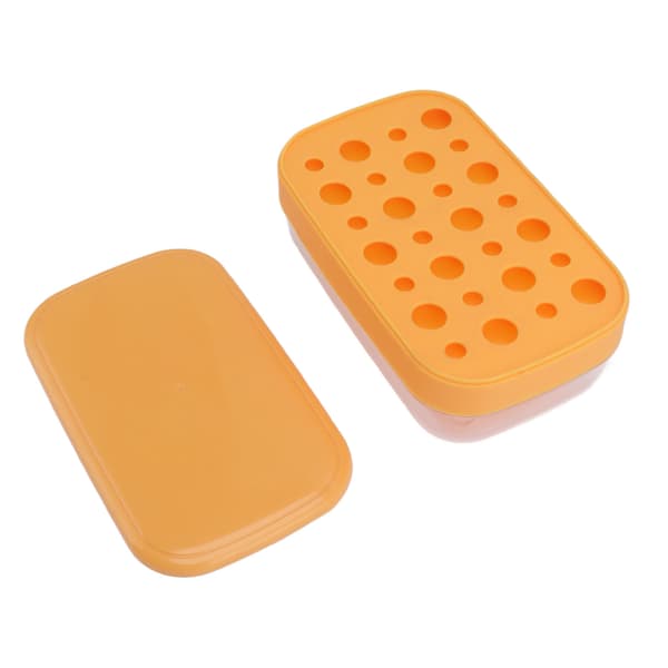 Reusable Flexible Ice Cube Maker Mold Easy Release Round Ice Cube Tray with Lid Container Multi-Layer Orange