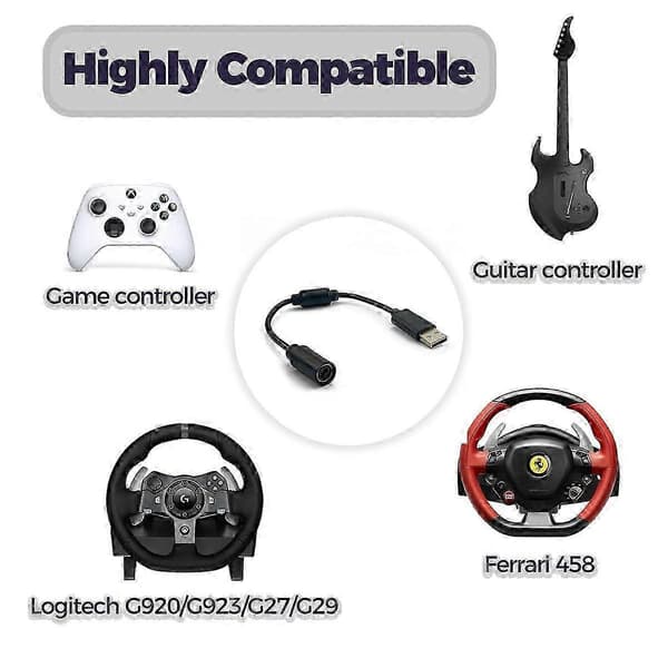 USB Breakaway-kabel til Logitech G920 G923 G27 G29, Rat