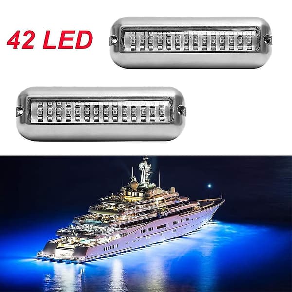 2 stk 42 LED båd drænlys båd agterlys blå undervands ponton marinelys