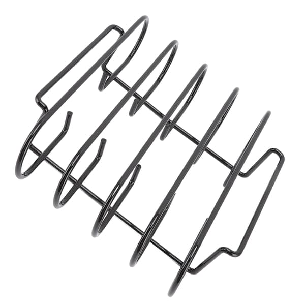 4-rads bærbart grillstativ for ribbe, svart, slitesterkt, gjenbrukbart, camping