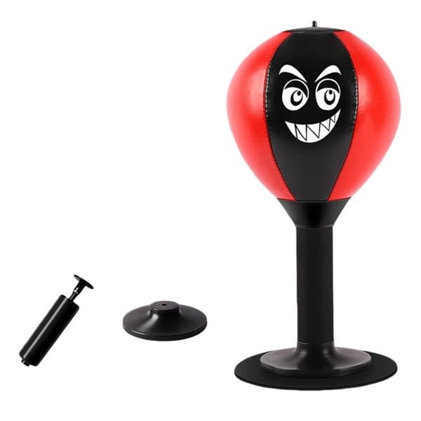 Desktop Punching Ball for Stress Reduction with Suction Cup & Pump Red