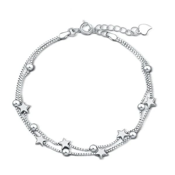 Women's Star Bracelet Set, Adjustable Sterling Silver Star Bracelet