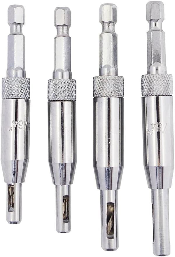 Self-Centering Drill Bit Set, 4 Pcs HSS Door Self-Centering Hinge Hole Opener Drill Bit Set丨5/64\", 7/64\", 9/64\", 11/64\"