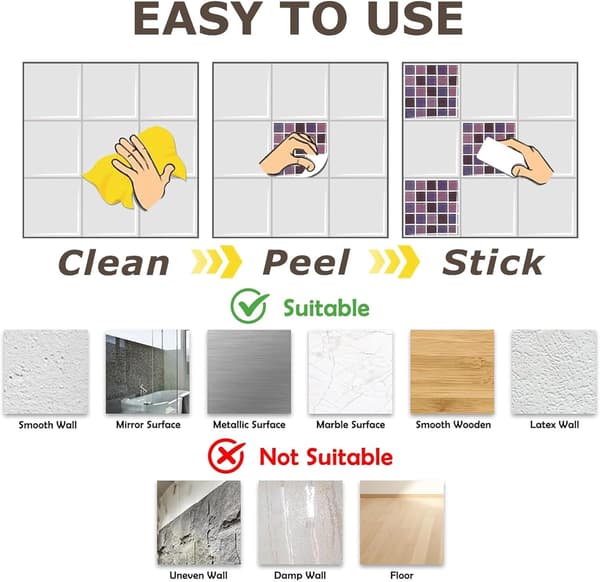Tile Decor for Kitchen Bathroom, 3D Green Leaf Lemon Pattern Tile Decals 24PCS Self-Adhesive Tile Stickers Tile Decoration (Green Leaf, 15x15cm)