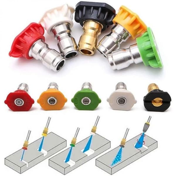 Stainless Steel Nozzle for Pressure Washer with Quick Connect System, Durable Nozzle Set 4500 PSI Pressure Washer Tip, Adjustable Spray Angle