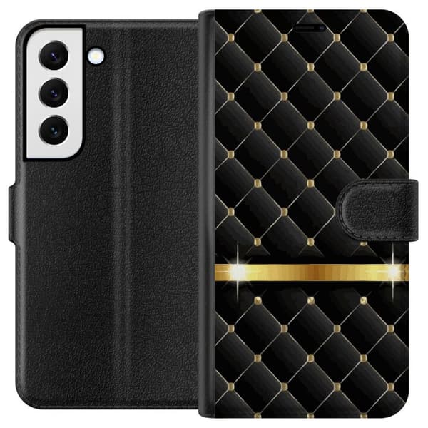 Compatible Wallet Case for Samsung Galaxy S22 5G Quilted Pattern with Gold Detail