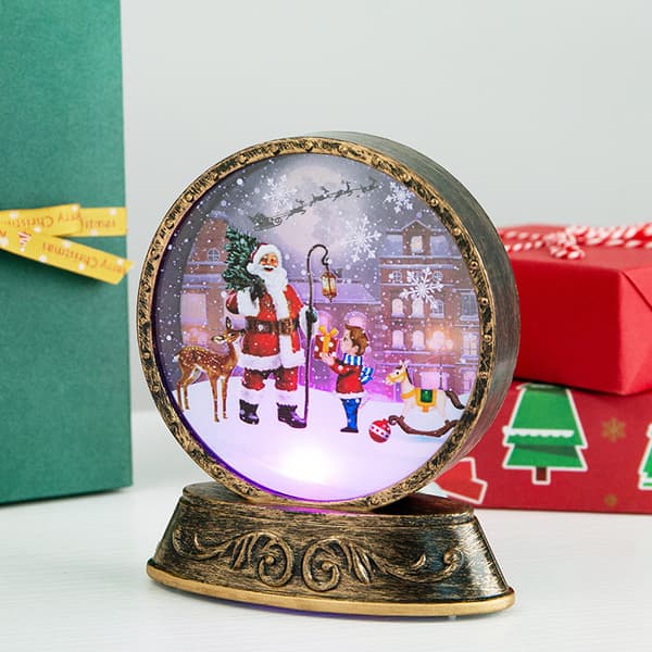 1 st Jul Snöglob Lykta med LED-Ljus, Vatten och Glitter - Tomte