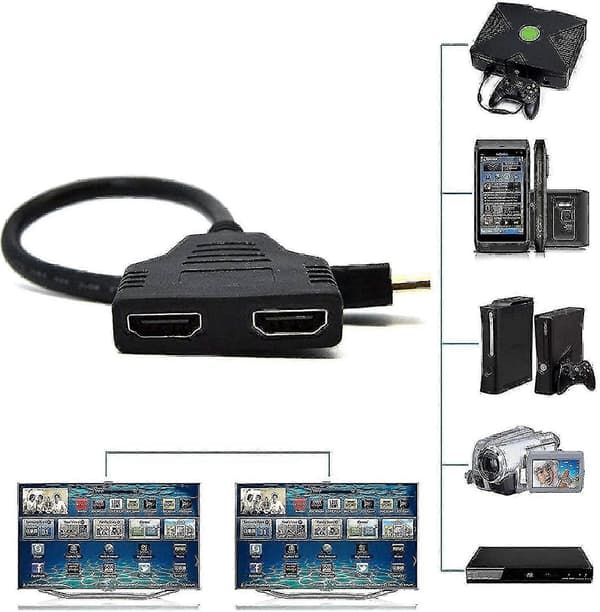 Splitterkabel Han 1080p Til Dobbelt Hdmi Hun 1 Til 2 Vejs Hdmi Splitter Adapterkabel