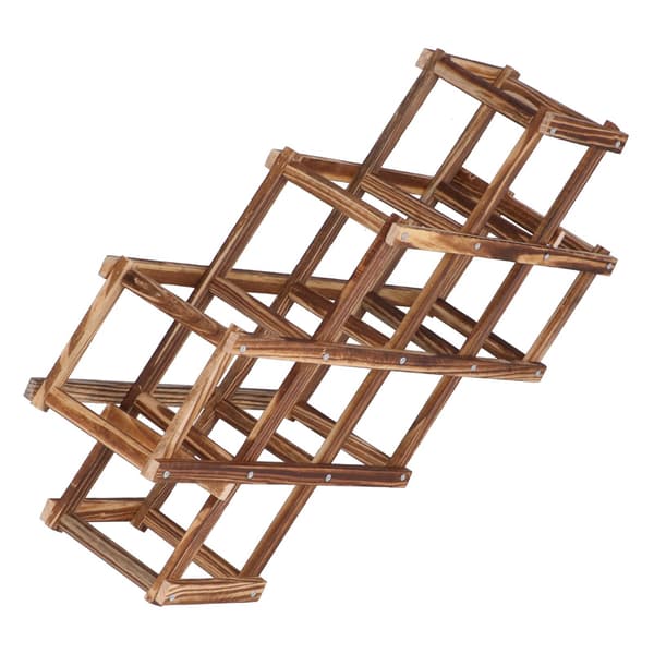 Foldable Elegant Large Capacity Wooden Wine Rack for 10 Wine Bottles