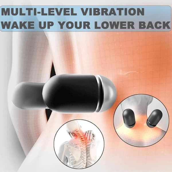 3-in-1 Back Massage & Sciatica Relief Tool - Portable Deep Tissue Vibration with Traction Lift for Neck, Shoulder & Spine (Black)