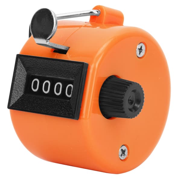 BERM Hand Counter 4-Digit Plastic Knob Reset Handheld Counting Tool with Hook Orange