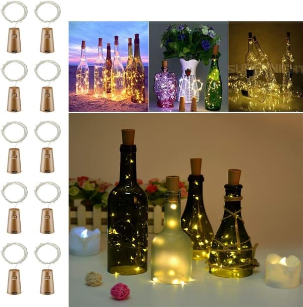 LED-pullot korkilla - 2m 20 LED Paristokäyttöinen Kupari W