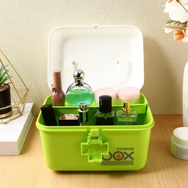 Medicine Box with Handle Lockable Storage Compartment Portable Safety Box Large Storage Box with Lock