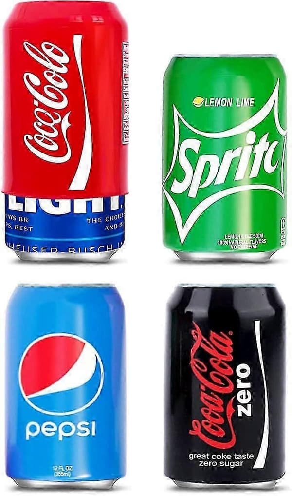 Silikonehylster i form af sodavandsdåser til 355 ml dåser, 4-pak assorterede farver