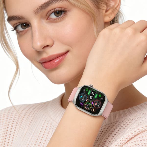 Smartklokke med EKG, puls, blodtrykk, søvn, skritteller Rosa