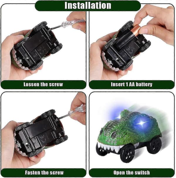 Replacement Car Only, LED Light Up Dinosaur Car Is Compatible With Most Tracks, (2-Pack)-Yvan_Super Gift