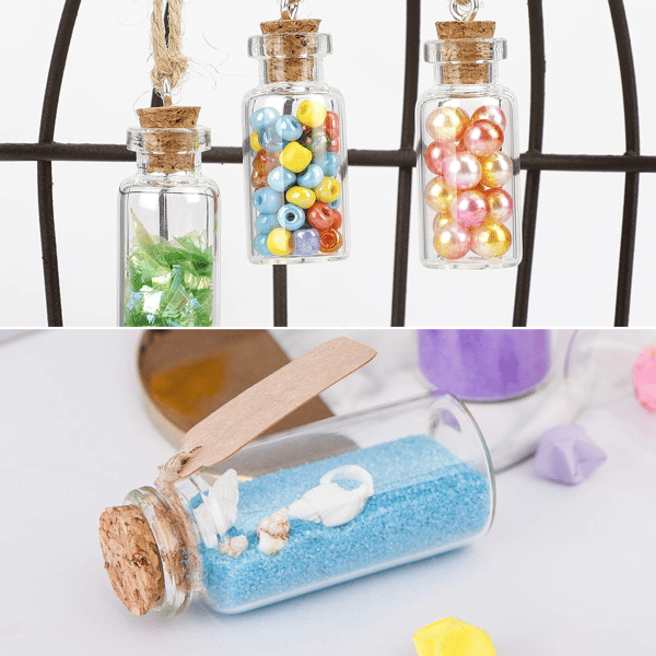 Creative Craft Solution, Clear Glass Jars with Cork Stoppers for Message Bottle Projects, Transparent Mini Glass Bottles Suitable for DIY and