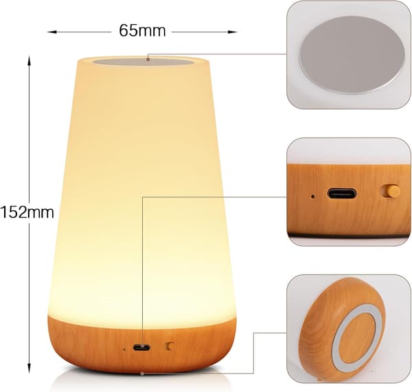 Night Light, LED Touch Bedside Lamp, 13 RGB Color Changes, 5 Brightness Levels, Timer Function, Rechargeable