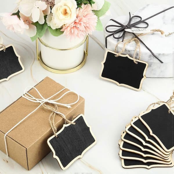 2025 Suitable Double-Sided Chalkboard, 12 Pcs Signs Blackboard Mini Message Boards Wooden Chalkboard wi