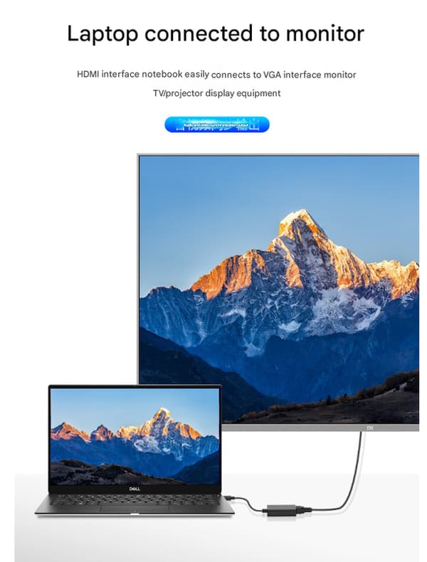 HDMI til VGA-adapter Han til Hun-konverteringsadapter 1080P til tablet-pc bærbar computer sort