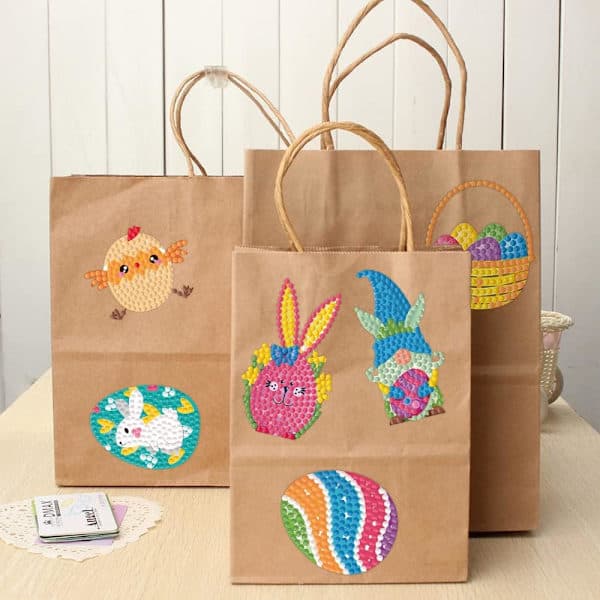 Easter 5D Diamond Painting Kits 16 Pcs Diamond Painting Easter Pattern Eggs Rabbit Chicks Easter Kids DIY Craft Gifts