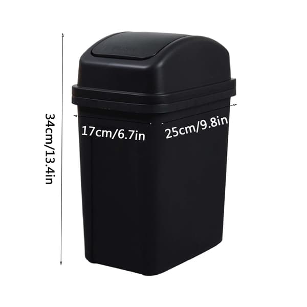 Slim Rectangular Trash Can, Space-Saving Waste Bin with Swing Lid, Durable and Reusable Plastic Construction, Automatic Odor Prevention