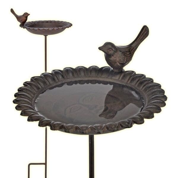 HI Cast Iron Bird Bath, Brown Brown Brown