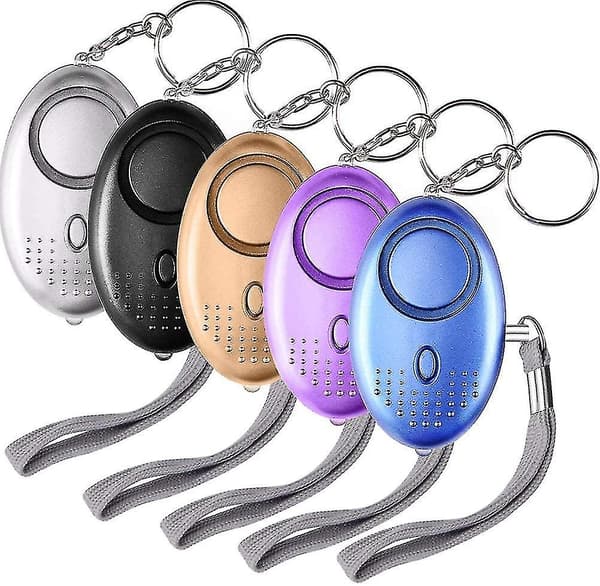 5-pack 140db Personal Security Alarm Keychain with LED Light, Personal Alarm - Snngv